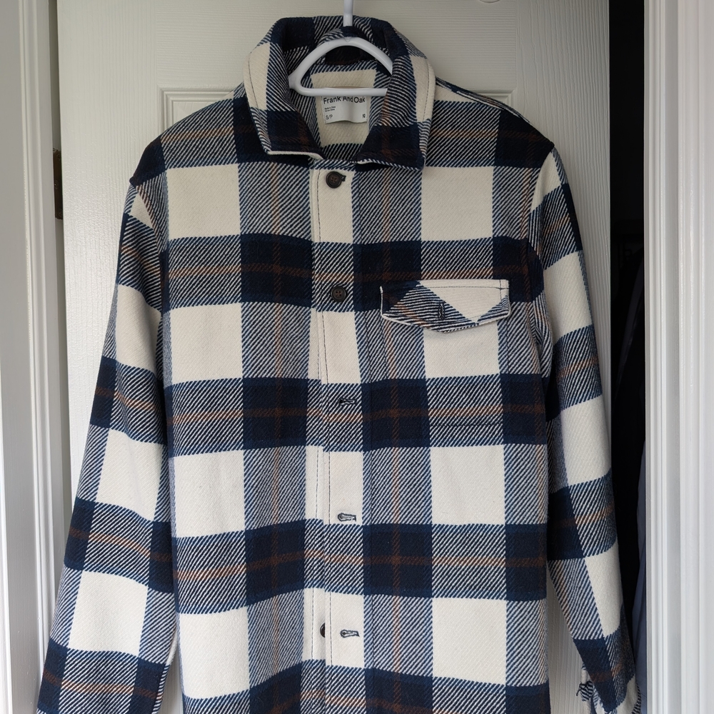 Men's Plaid Wool Blend Overshirt In Deep Blue